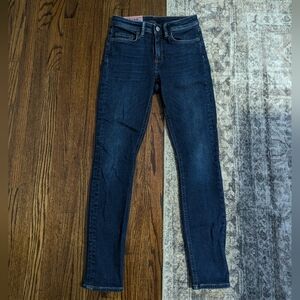 Acne Studios Blå Konst Dark Indigo Skinny Jeans, Size 24
